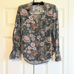 Loft floral button down collared shirt